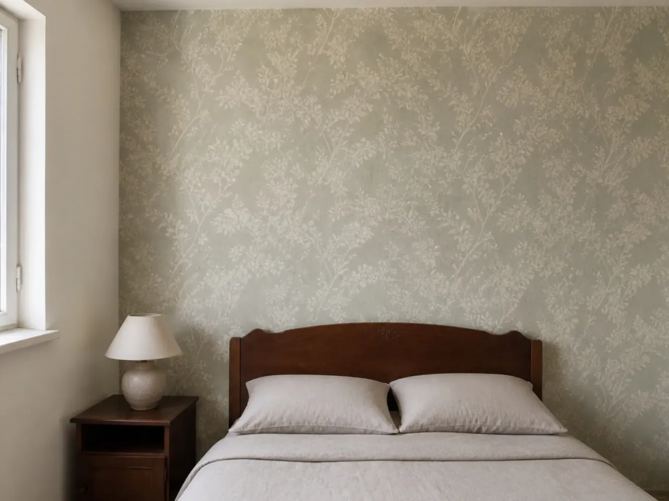 Beispiel: dasselbe Schlafzimmer mit neuer Mustertapete